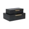 Contemporary Home Living Faux Snakeskin Decorative Boxes - 11.75" - Black and Gold - Set of 2